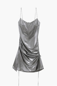 Semi-Sheer Pleated Mini Dress