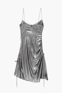 Semi-Sheer Pleated Mini Dress