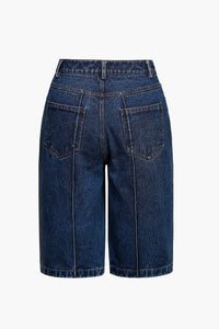 Mid-Rise Straight Short Jeans