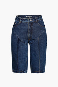 Mid-Rise Straight Short Jeans