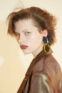 Asymmetrical Mirror Two-Tone Earrings