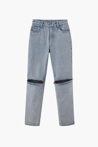 Straight Leg Zipper Jeans