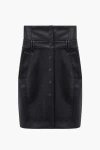 High-Rise Faux Leather Skirt