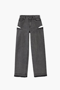 Cut-Out Wide-Leg Jeans