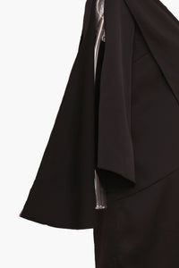Shoulder Pleated Satin Dress