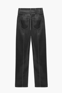Faux Leather Straight Pants