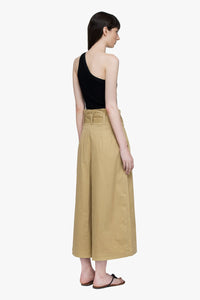 Cotton Pleat Wide Leg Belted Pants