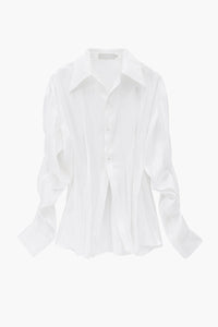 Pleated Sheer Button Shirt