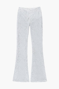 Sheer Sequin Bell Bottom Pants
